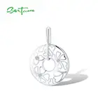 Женский серебряный кулон SANTUZZA, подвеска из серебра 925 пробы с белым цветком, с эмалью, ручная работа