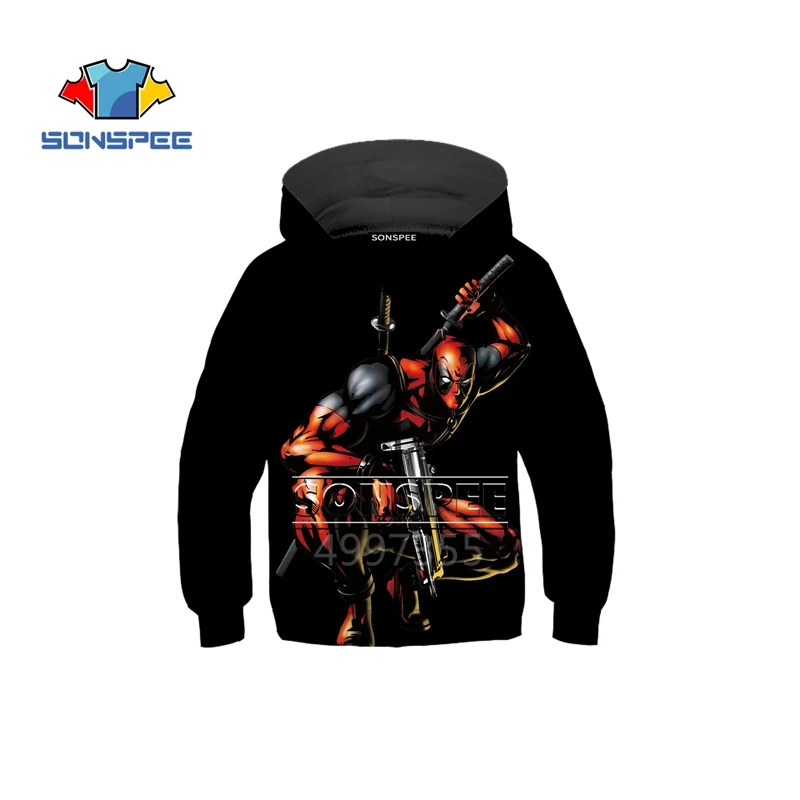 SONSPEE/толстовка с 3D принтом Дэдпул супергероев Marvel 2; повседневные толстовки для мальчиков и девочек-подростков; уличная толстовка с капюшоном; забавная одежда; Z15