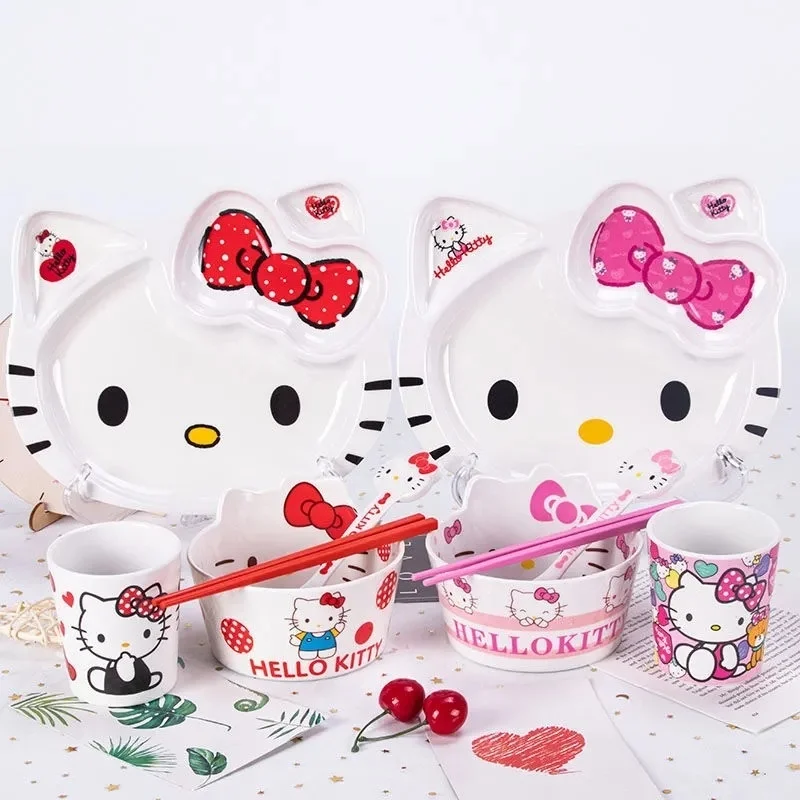 

Creative Fun Kt Cat Kitty Pink Red Distributed Grid Children Diner Plaat Cartoon Style Home Student Services Set