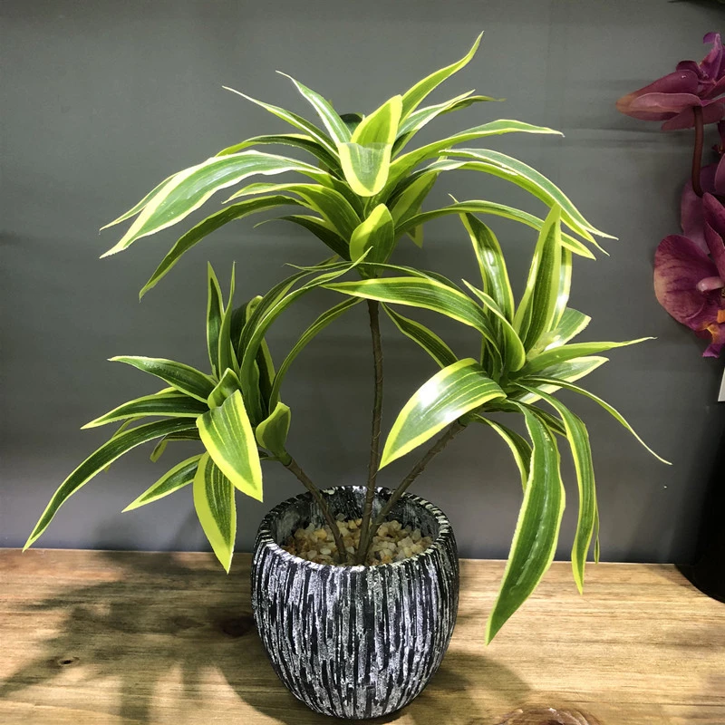 

35cm 3 Fork Artificial Plastic Palm Tree Bunch Fake Green Plants Flower Office Living Room Desktop Home Decor Photography Props