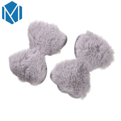 Bow grey M MMISM; Симпатичные тапочки с узором в виде звезда, заколка с цветным кролик заколки Для детей плюшевые пальто с искусственным мехом и завязками детские украшения для волос в подарок - Цвет: Bow grey