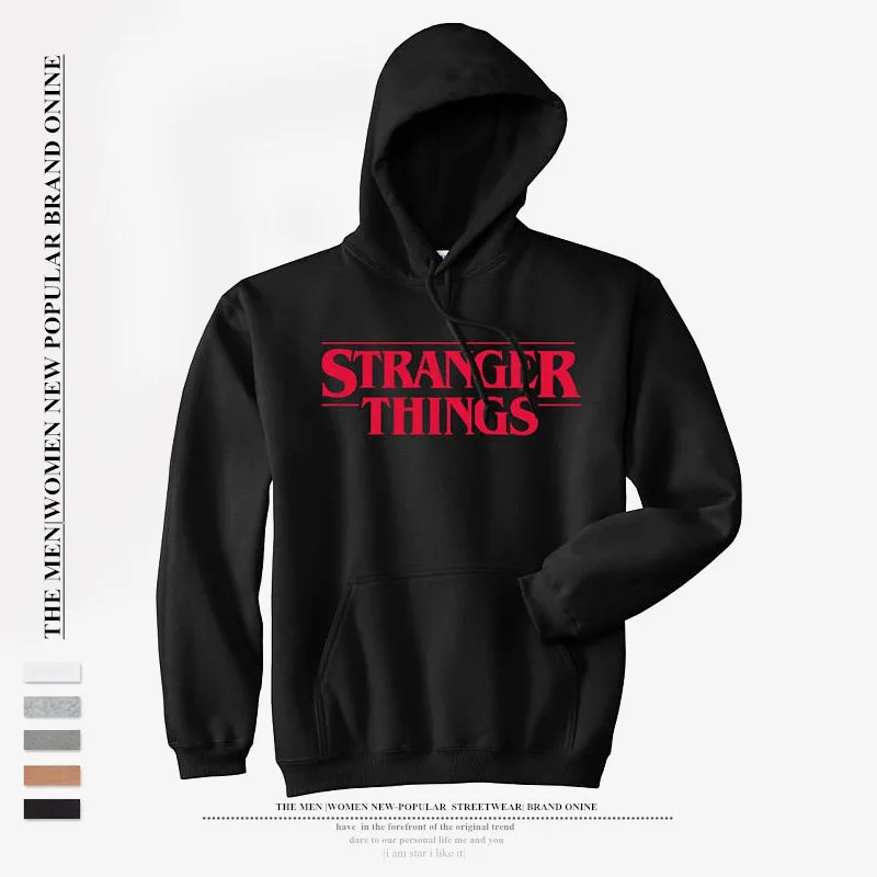 Странные вещи толстовка с капюшоном для женщин черный пуловер толстовки девочек