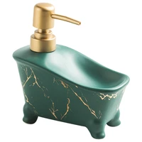 bathtub shaped ceramic liquid hand soap dispenser pump bottle 350ml soap holder hand lotion bottle for kitchen bathroom