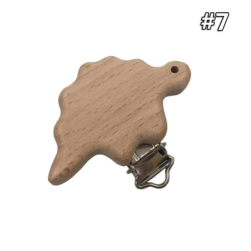 Wooden Clips 7 1 шт. детские деревянные погремушки из натурального бука, клипсы для соски, Мультяшные животные, соска, цепочка, аксессуар, зубной прорезыватель для малышей - Цвет: Wooden Clips 7