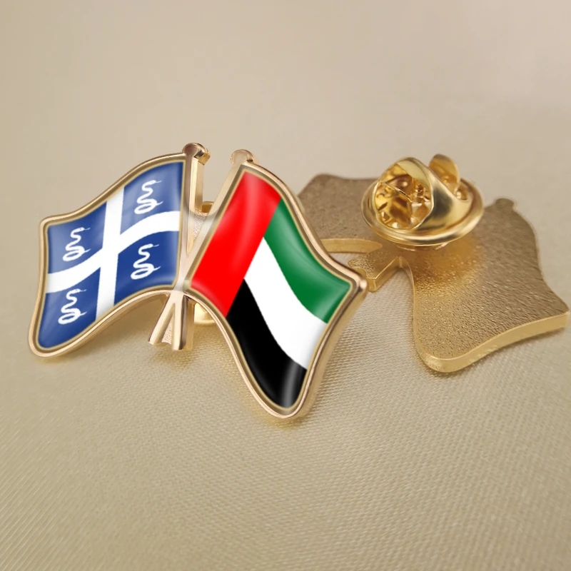 

Martinique and United Arab Emirates Crossed Double Friendship Flags Lapel Pins Brooch Badges