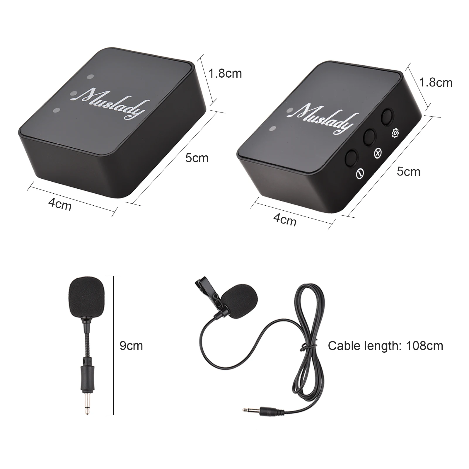 

Muslady Transmitters Receiver Wireless Lavalier Microphone System for Live Stream Conference Recording Interview Video Shooting