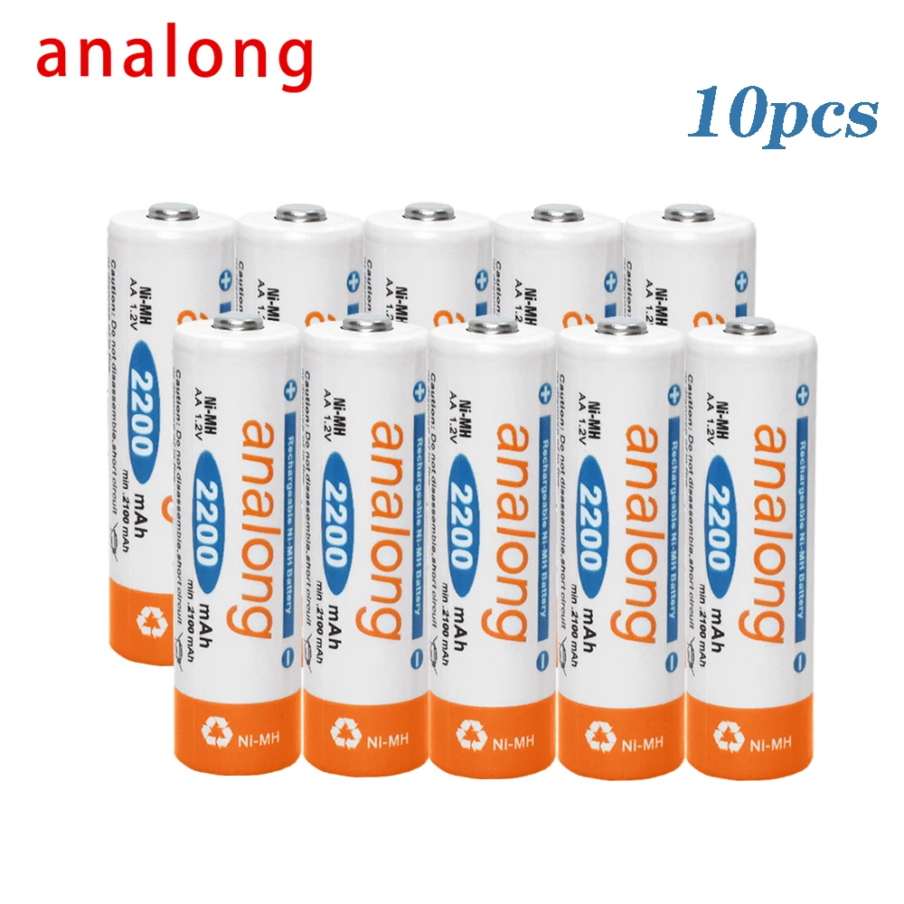 Analong Bateria recarregarregavel AA NiMH 10 шт. низкоразряжаемые прочные 1 2 В 2200 мА · ч Ni MH