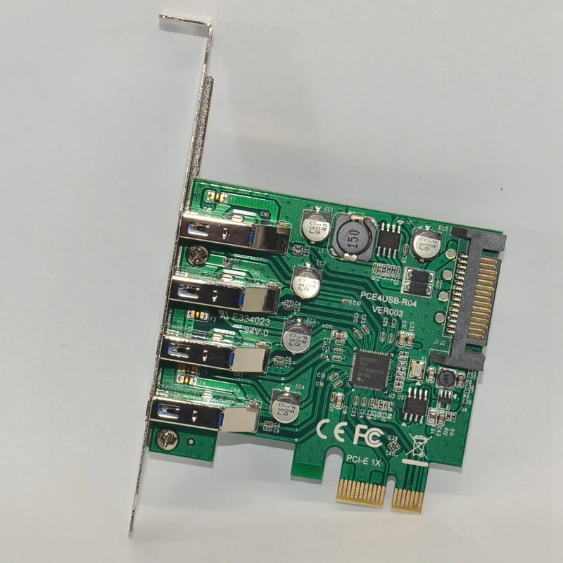 

4 Port USB 3.0 5Gbps PCI-Express X1 Card Adapter HUB Support Low Profile Bracket
