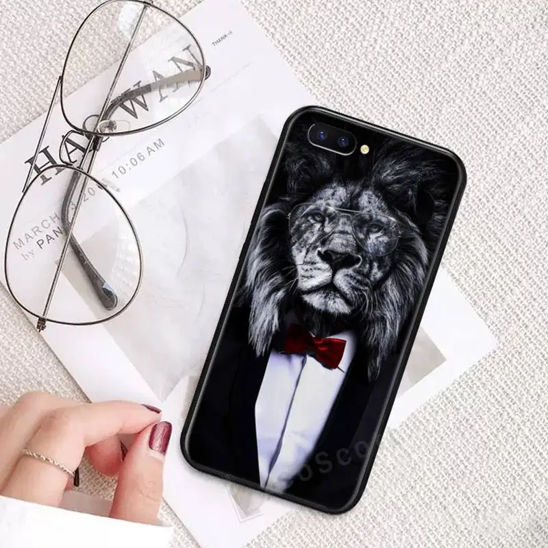 

man Suit shirt lion tie smoke Phone Case For OPPO R9 R11 R15 R17 RENO Realme S PLUS Normal 2z 3 5 C2 pro Cover Funda Shell