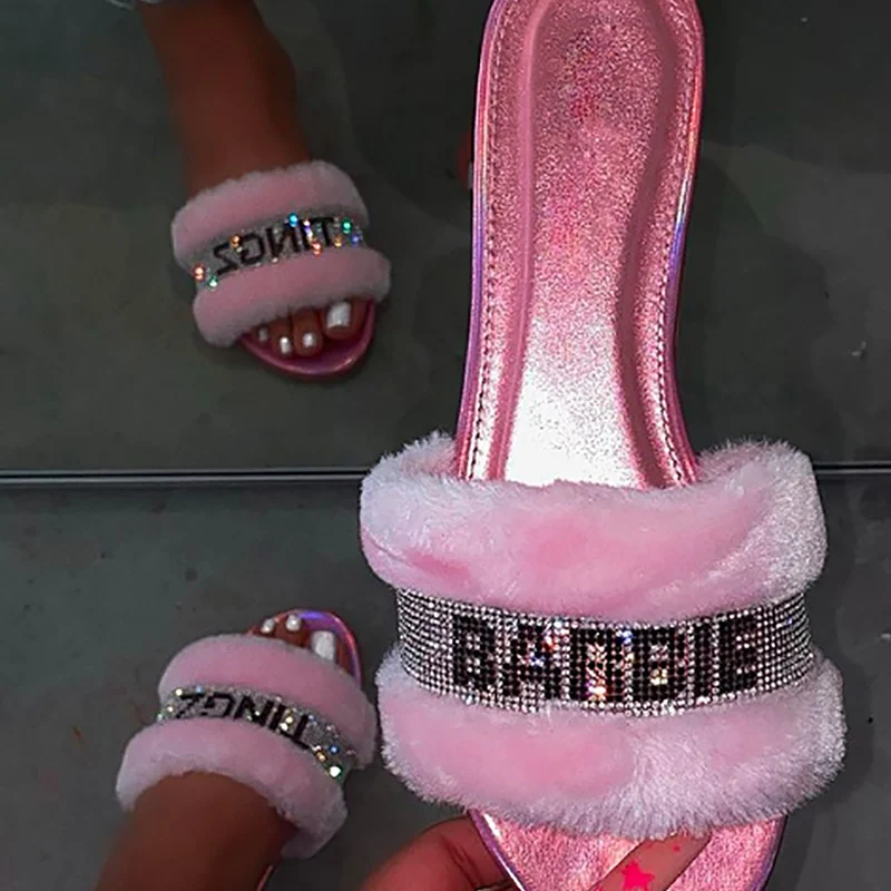 Женская обувь коллекция 2020 года сезон весна Плюшевые тапочки яркие разноцветные