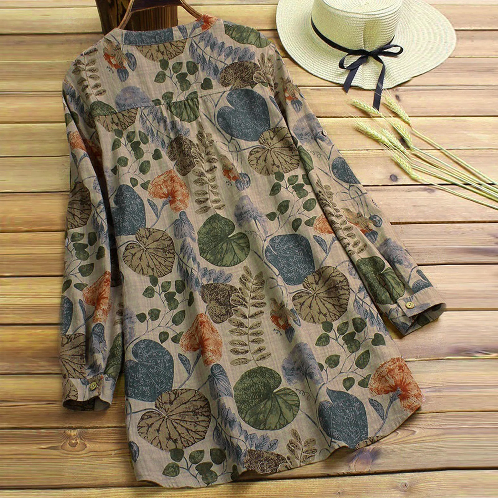 

Flower Printing Causal Long Sleeve O Neck Women Blouse Summer Loose Shirt Female Female Tops Pullover Long Shirt Blusas Mujer 4