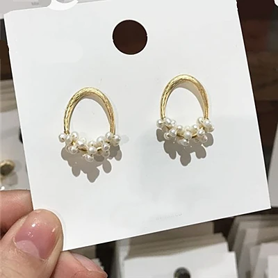 AOMU модные серьги-подвески из серебра S925 пробы с жемчугом и золотыми металлическими полыми подвесками для женщин и девушек, вечерние ювелирные изделия, подарок, аксессуары