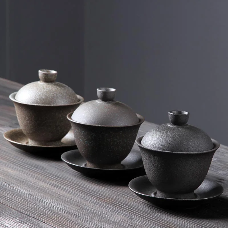 210 мл черный дзен японский стиль керамическая грубая керамика Gaiwan чайный набор