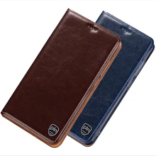 Genuine Real Leather Business Holster Card Hoder Cases For OPPO Realme C25/Realme C21/Realme C20 Phone Case Magnetic Lock Funda