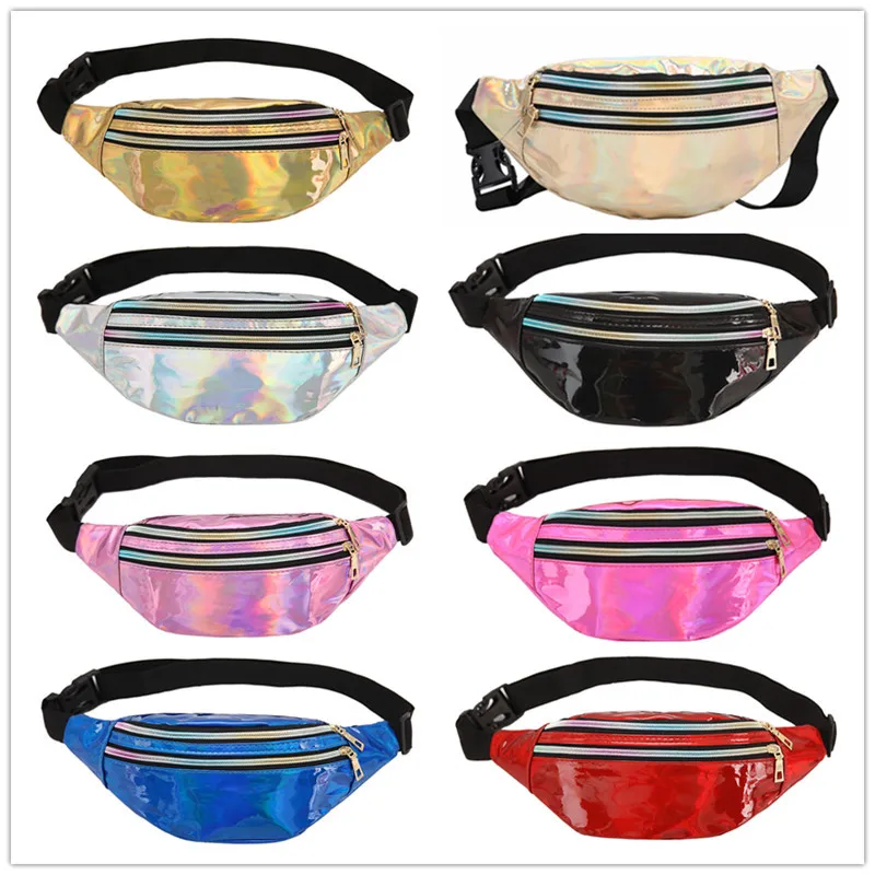 

2021 Sequins Holographic Fanny Pack Women Waist Pack Laser Chest Bum Bag Hologram Waist Bag Female Silver Travel Wallet Bag