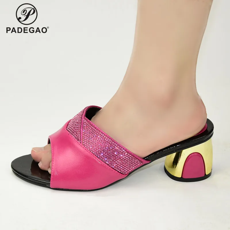 Новинка 2020 итальянские туфли для вечерние в африканском стиле цвета фуксии