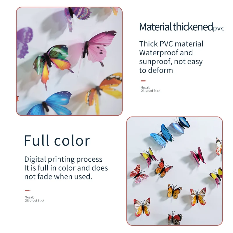 12 шт. 3D наклейки бабочки украшение для дома настенная наклейка на холодильник