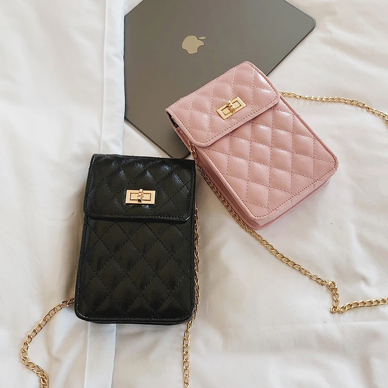 Женская сумка на плечо маленькая Повседневная цепочке Седло в клетку со стразами