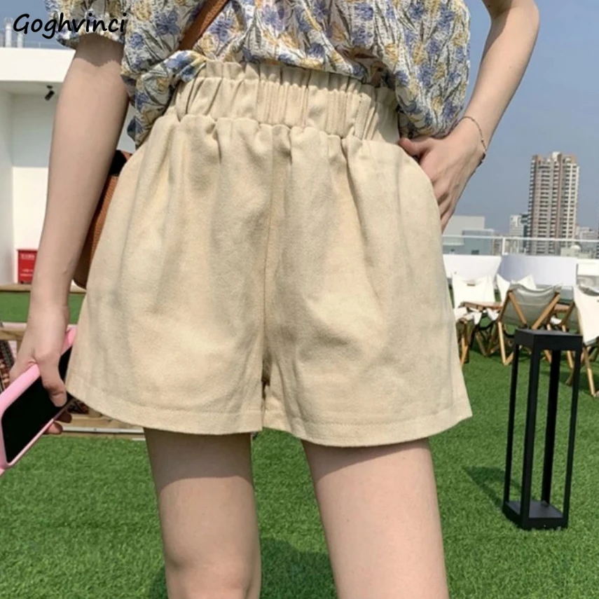 

Shorts Women Pockets Solid Ulzzang Chic Comfortable Stylish Streetwear Students Tender Elegant Ladies Elastic Waist Cool Sweet