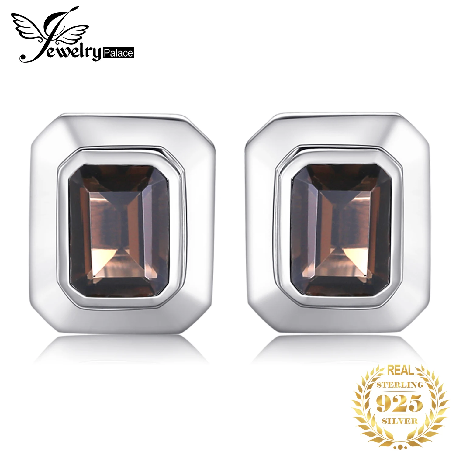 Jewelrypalace Для мужчин 4ct природный дымчатый кварц запонки натуральная 925 пробы Щепка