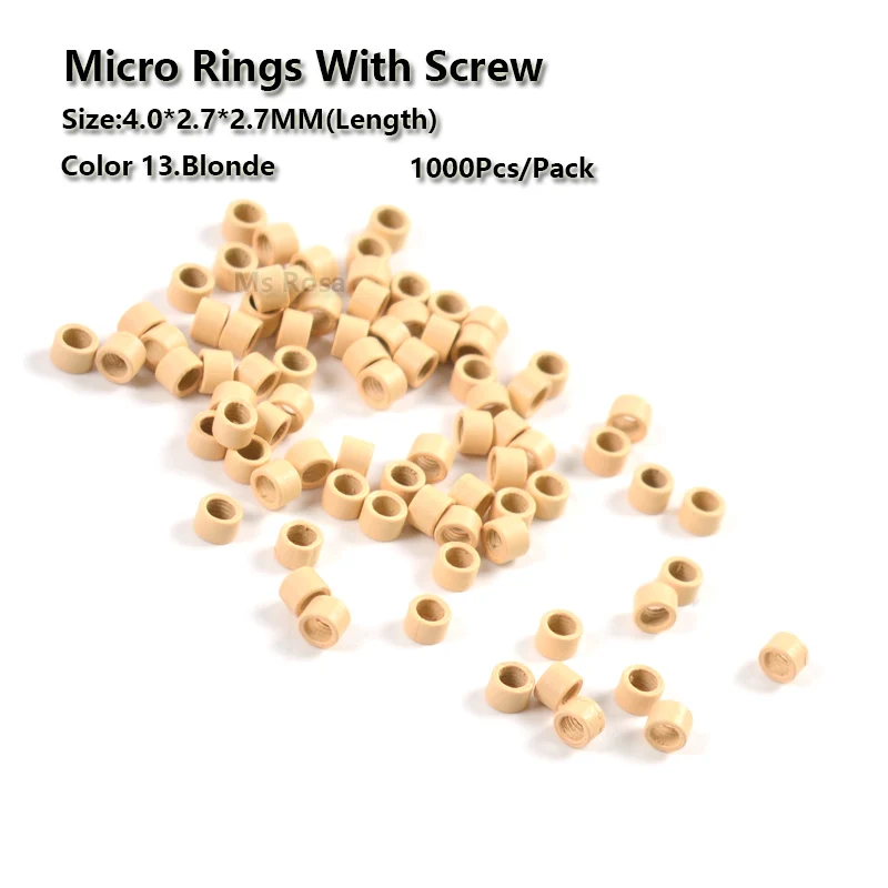 

Screw Micro Rings 4*2.7*2.7MM 1000Pcs/Box Lined Beads Hair Extension Tubes