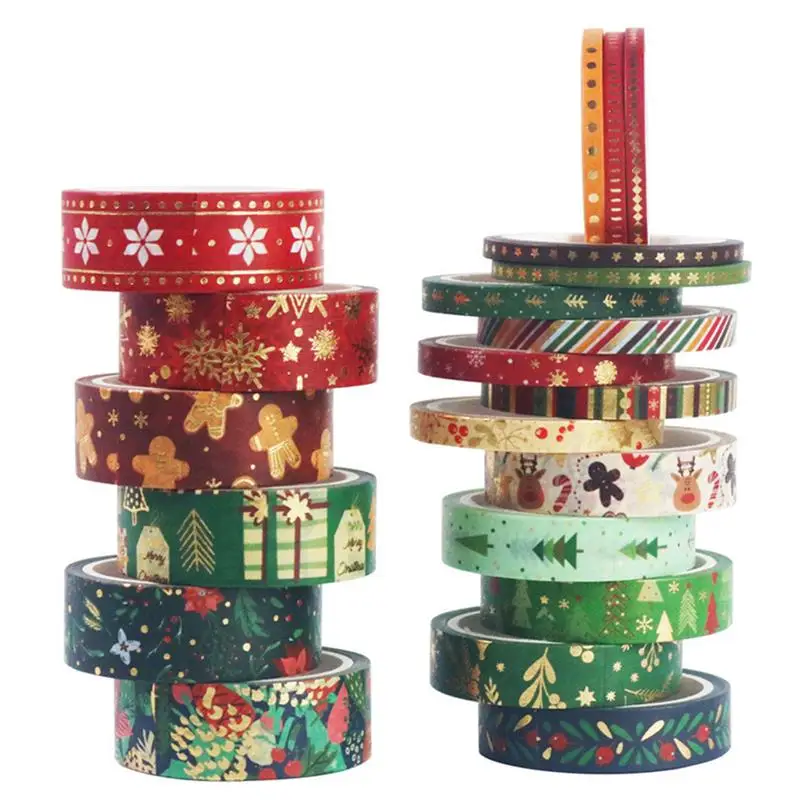 

21 Rolls of Christmas Gift Wrapping Tapes Christmas Party Decoration Washi Tapes