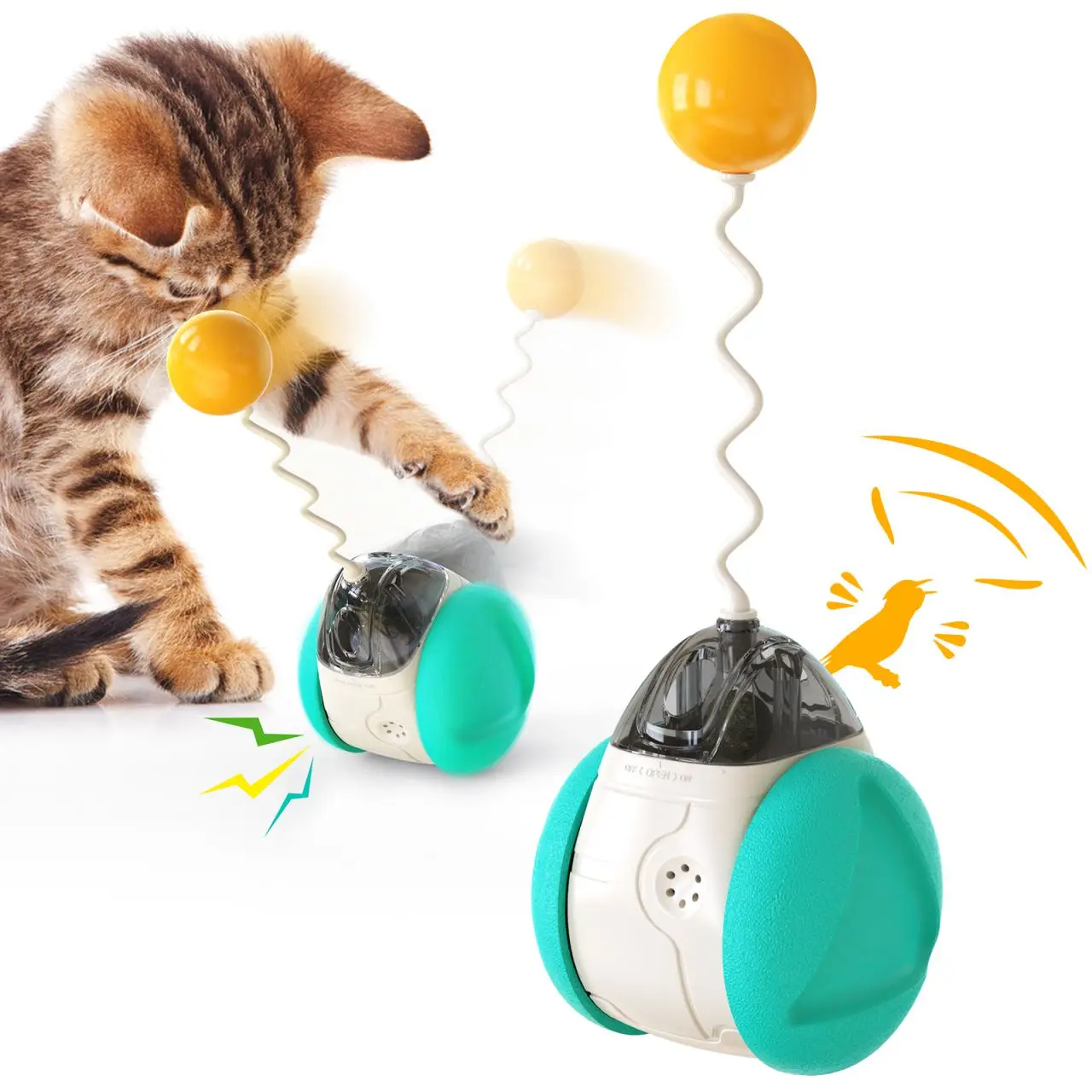 MEOWS Cat Toy 360 Degree Self Balanced Cars Rotating Ball Electric Sounding Tumbler Pet Interactive Toys Teaser Squeaky Catnip