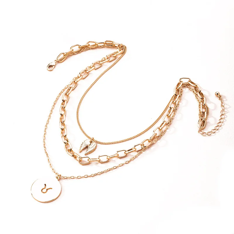 Золотая цепочка с крыльями ангела геометрические минимализм колье корейская