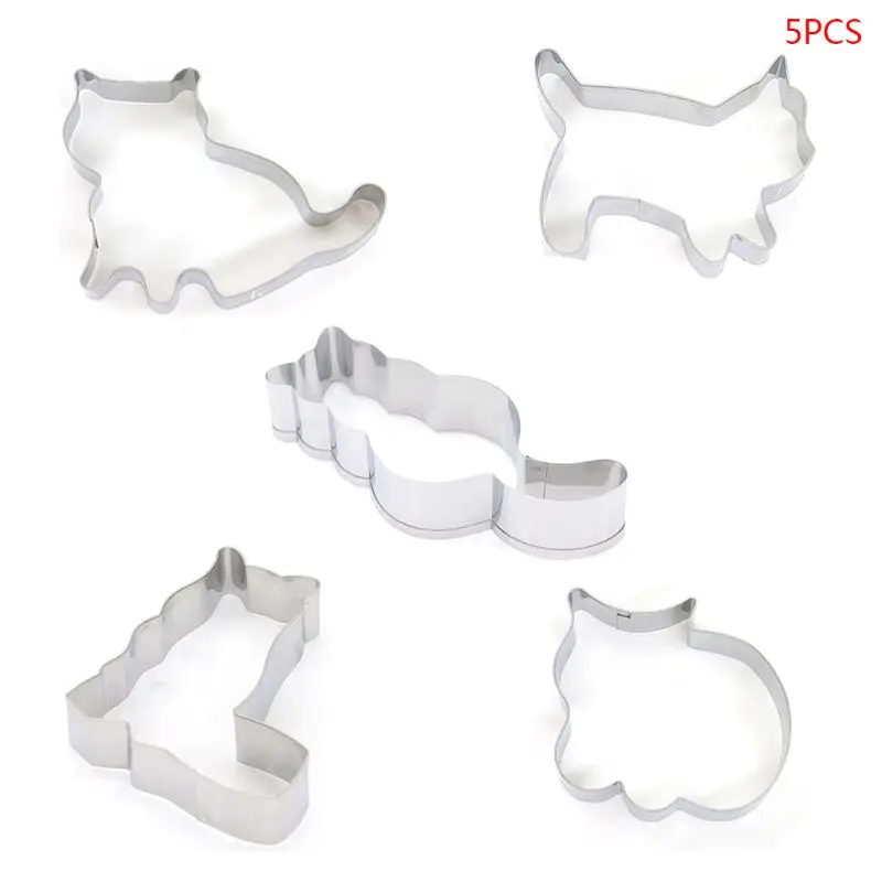 

5pcs/set Animal Pet Cat Cookie Cutter Mold 3D Sugar Craft Pastry Biscuit Fondant Cake Baking Mould DIY Decorating Tool G5GB