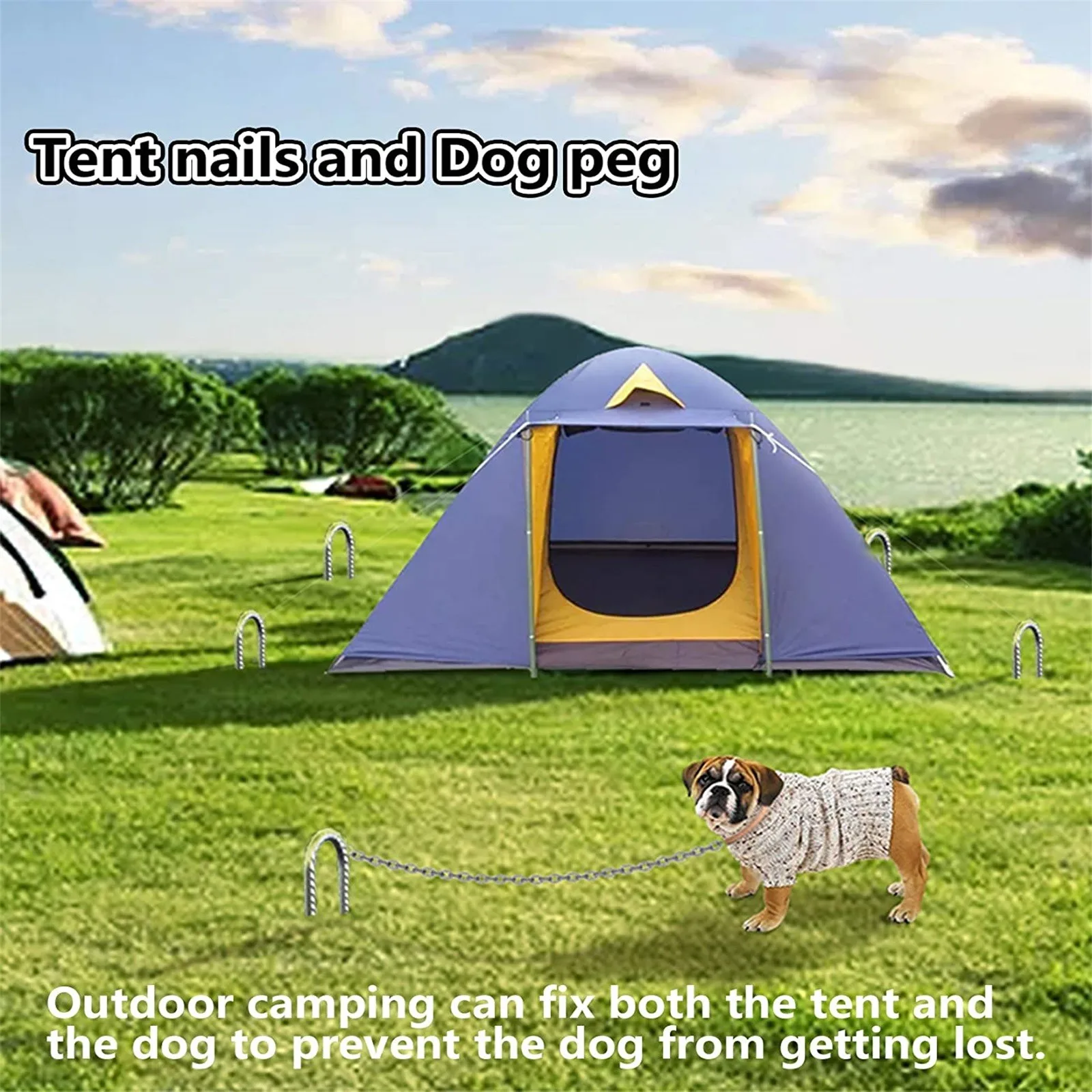 

8pcs Galvanized Steel Trampoline Pile U-shaped Hook Connecting Pile 12-inch Nail Accessories Stakes Anchor for Trampoline