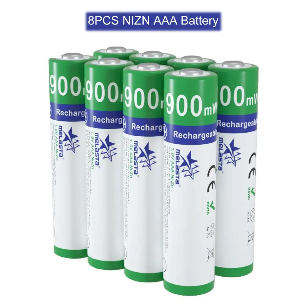 Melasta 8 шт. AAA 1 65 V 900mWh Ni Zn аккумуляторные батареи NIZN для цифровой камеры игрушки CD