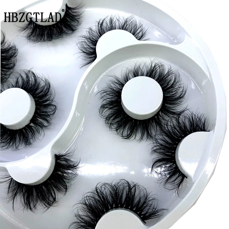 

5 Pairs 18-25 mm Fluffy 3d Mink Lashes Bulk Faux Thick Long Wispy Natural Mink Lashes Pack Wholesales Natural False Eyelashes