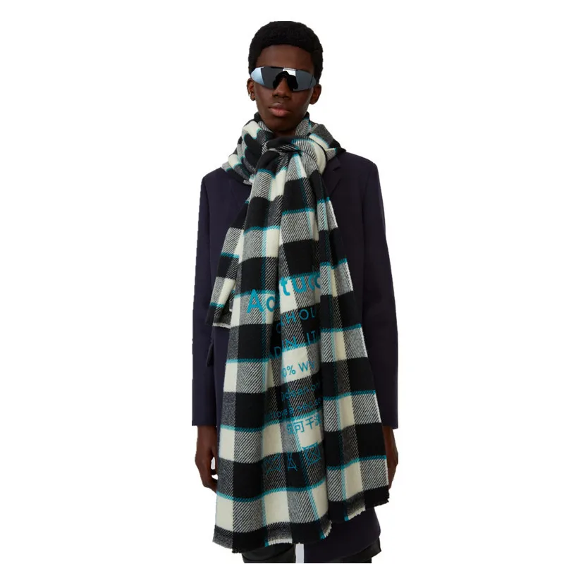 Женский кашемировый шарф с клетчатой кисточкой теплый в европейском и