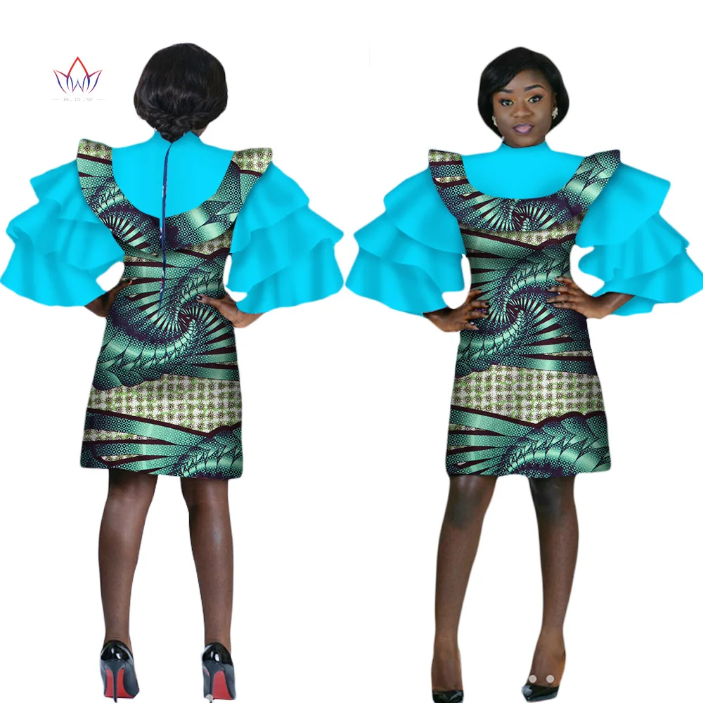

African Women Clothing Mini Party Dresses African Bazin Riche Plus Size Women Fashions Dresses Clothing BRW WY2054