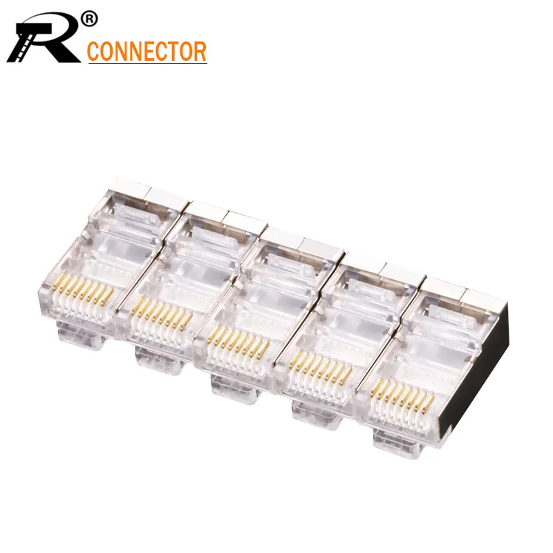 

20 шт./лот RJ45 сетевой разъем для телефона с кристаллической головкой Gigabit Cat5e/Cat6 экранированный LAN Ethernet позолоченный кабель Модуль штекер