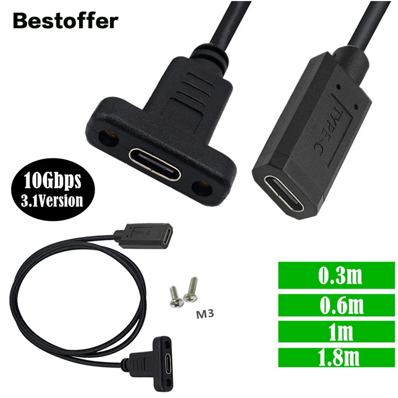 30 см 60 1 м 8 USB C Type-C Штекерный/Женский к женскому 10 Гбит/с удлинитель USB3.1 кабель для