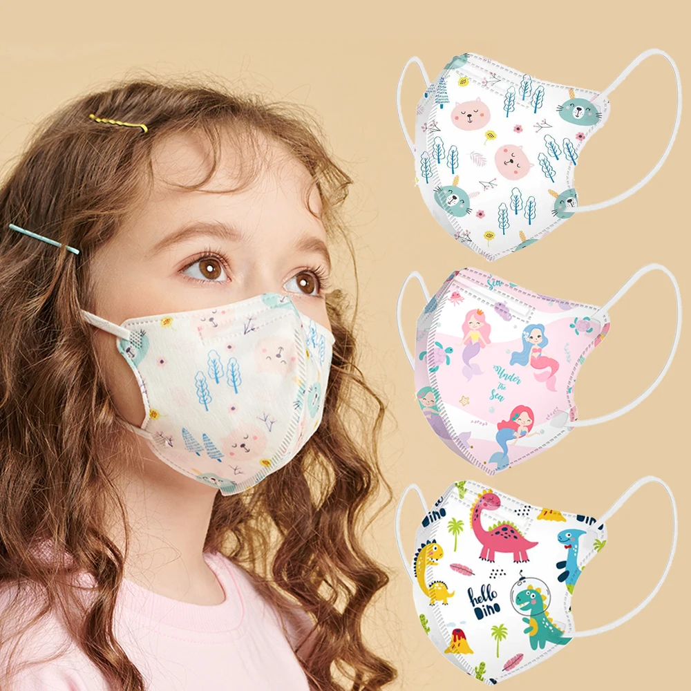 

KN95 Children's Cartoon Printing Breathable Mask Four-layer Respirator 4-12 Years Old Dust-proof masks Fish-shaped Black mask
