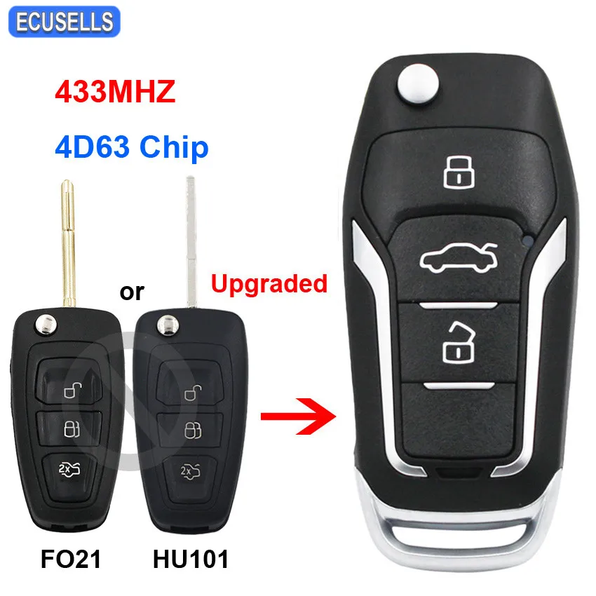Обновленный складной Автомобильный ключ с дистанционным управлением чип 433 МГц