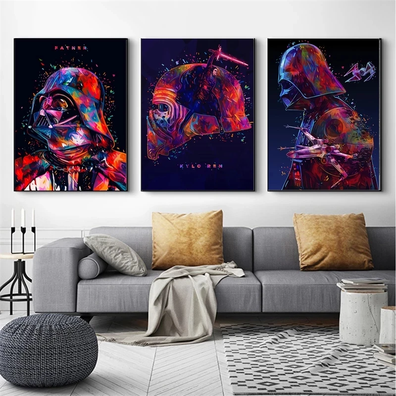 Картина на холсте с изображением Дарта Вейдера плакаты Йодой и принтами