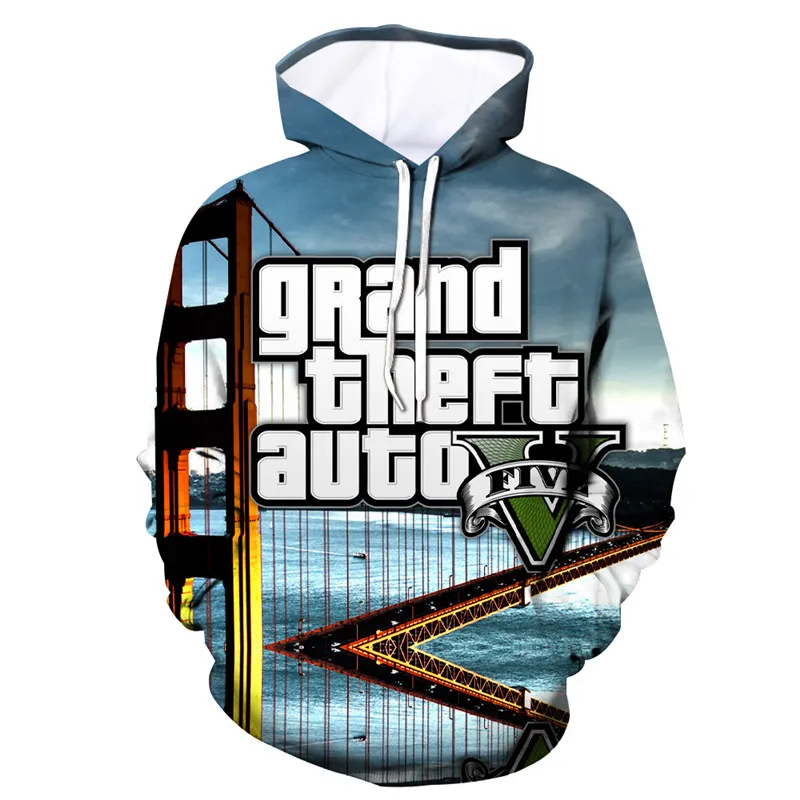 2019 GTA 5 игровая Мужская/Женская мода с длинным рукавом капюшоном мужская уличная 3d