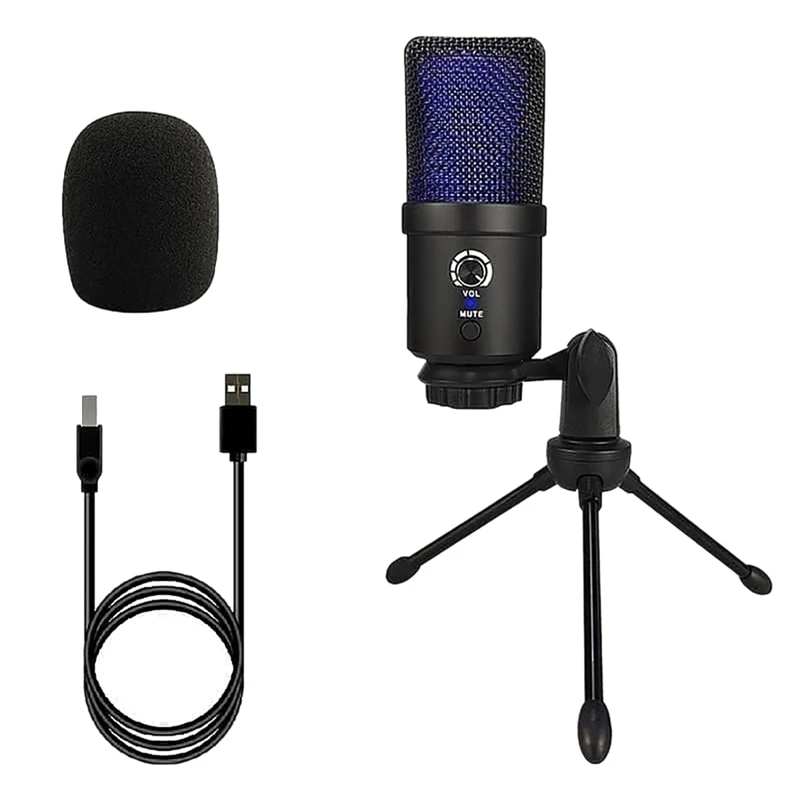 

Микрофон для записи, конденсаторный микрофон RGB для записи потокового видео, Youtube, Zoom, подкастинга, портативный микрофон для прямой трансляц...
