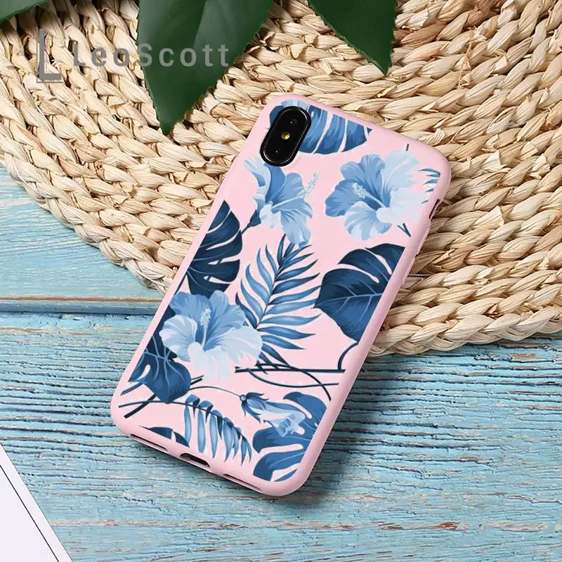 

Retro Floral Leaf pink flower Phone Case Candy Color for iPhone 11 12 mini pro XS MAX 8 7 6 6S Plus X 5S SE 2020 XR