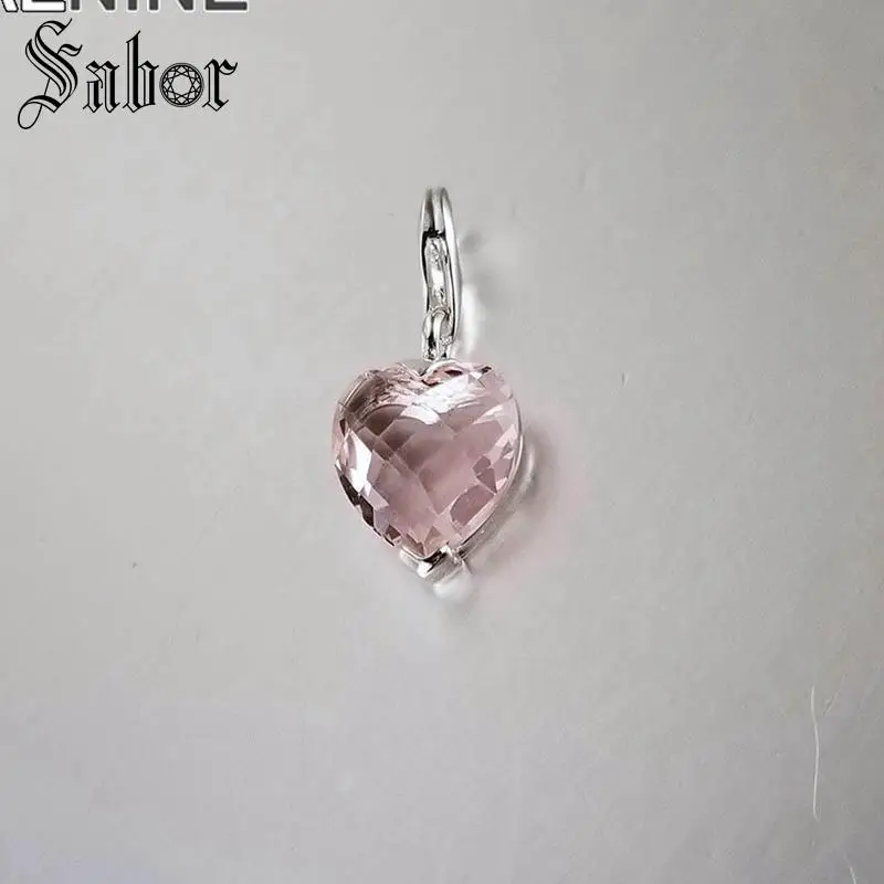 Классический посеребренный Розовый 3D в форме сердца кубический цирконий Diy