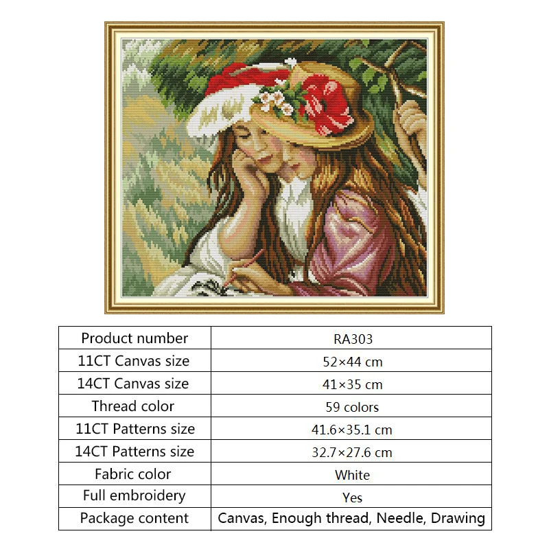 Girls Cross Stitch Fabric 14CT 11CT Counted Printed on Canvas DMC Embroidery Kit Room Decoration DIY for Needlework Hand Crafts | Дом и сад