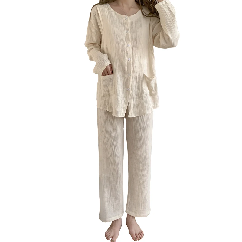 

Pregnant Women Pajamas Set Large Size Loose Fall Wear Lounge Single Breasted Pregnant Women 100% Cotton Thin Pregnancy