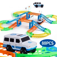 diy 3d variety electric track car double layer speed rail train model racing car assemble educational toys gifts for children