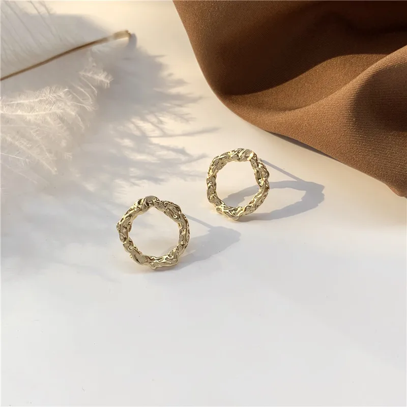 Корейские серьги-гвоздики ins золотистого и серебряного цвета Необычные