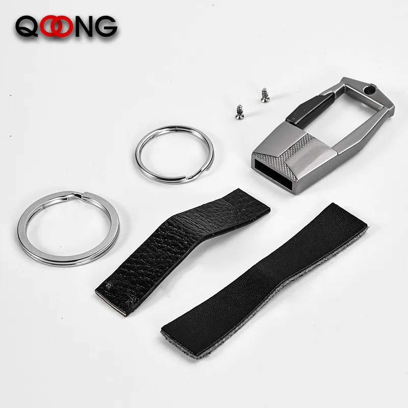 QOONG высококачественный сплав натуральная коровья кожа мужской брелок Элегантный