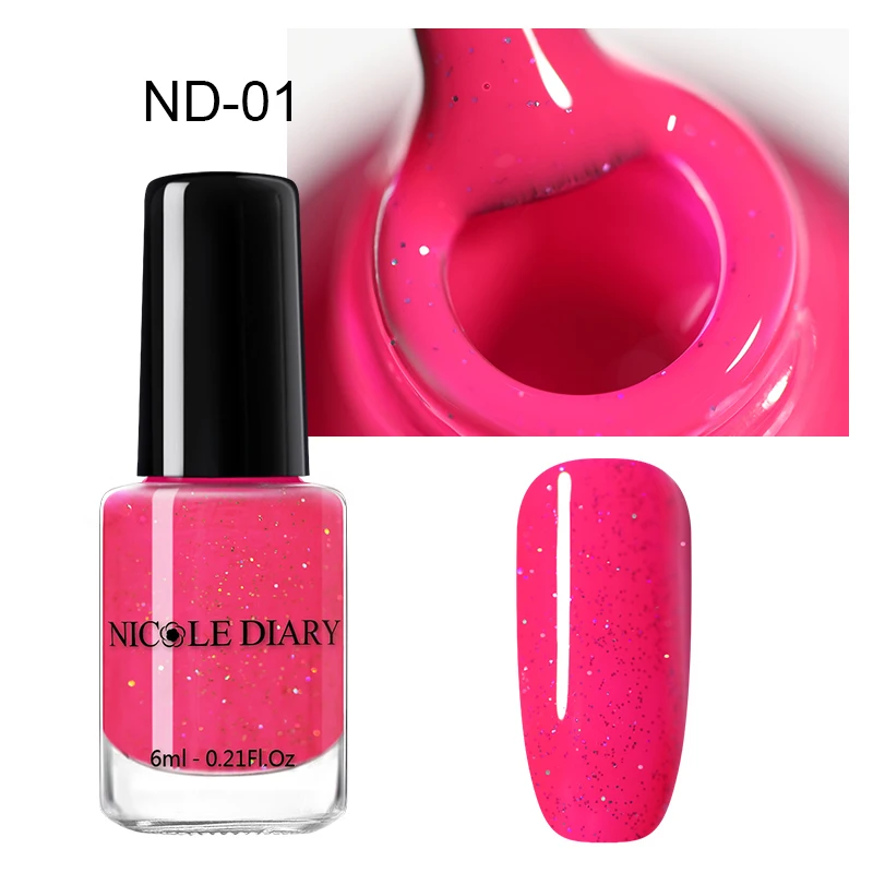 Glitter 01 NICOLE DIARY голографический лак для ногтей тепловой блеск Хамелеон Температура Изменение цвета маникюрный лак градиентный лак для ногтей - Цвет: Glitter 01
