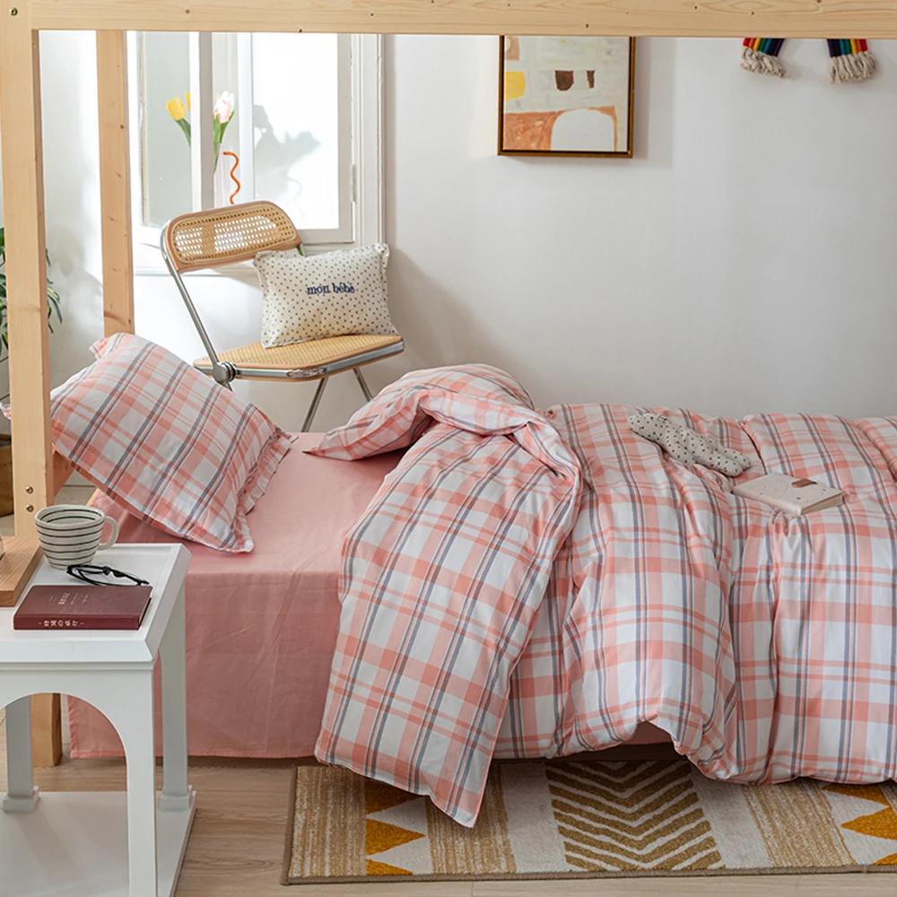 

3 Pieces Set Bedding Set Duvet Cover Pillowcase Skin Friendly Thicken In The Winter Solid Pure Cotton One Piece Bedding